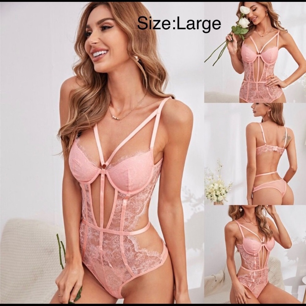Floral Lace Cut Out Teddy Bodysuit